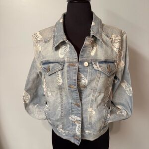 TINSEL TOWN Blue Denim Jacket with Butterfly Accents